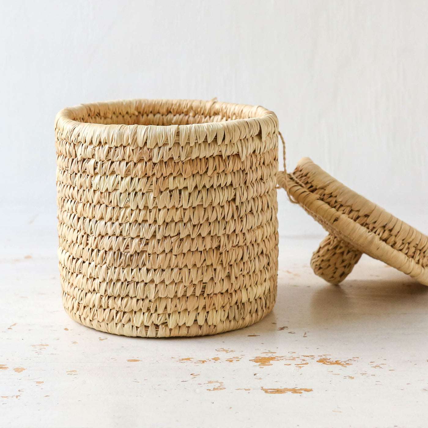 Palm Lidded Storage Basket - Small