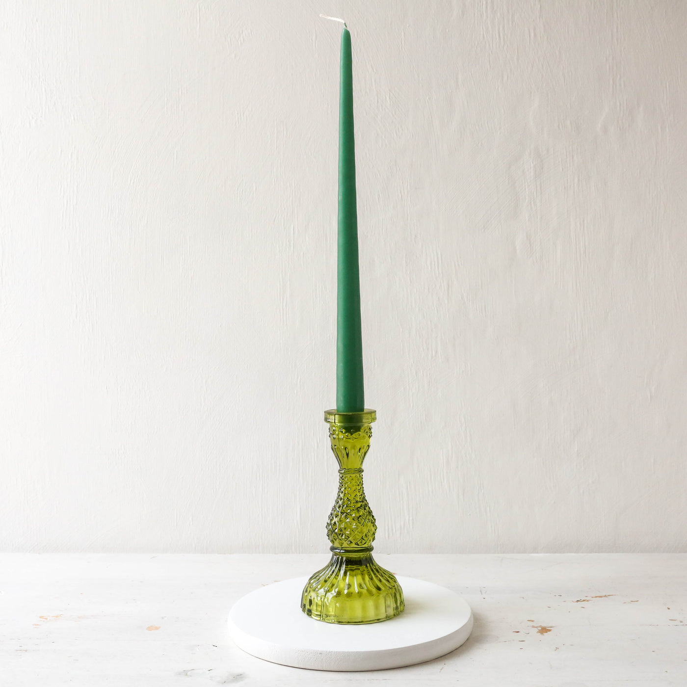 Tall Pressed Glass Candle Holder - Ink