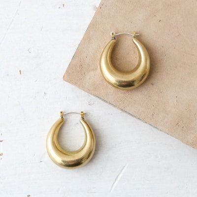'Della' Brass & Silver Square Hoop Earrings