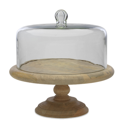 Mango Wood and Recycled Glass Cake Stand
