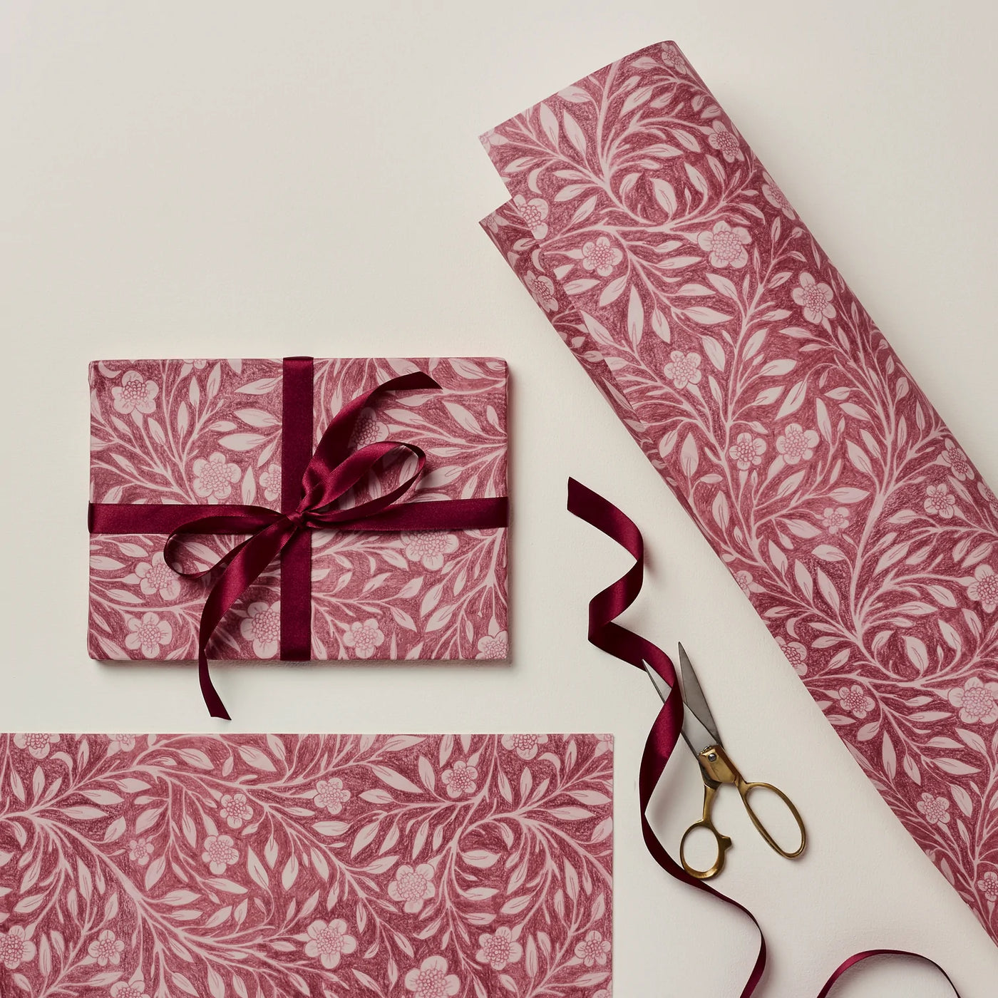 Pink Flora Single Sheet Wrapping Paper