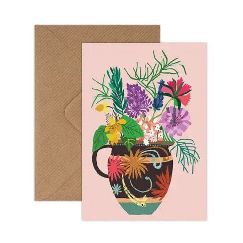 Gardener's Vase Greetings Card by Brie Harrison