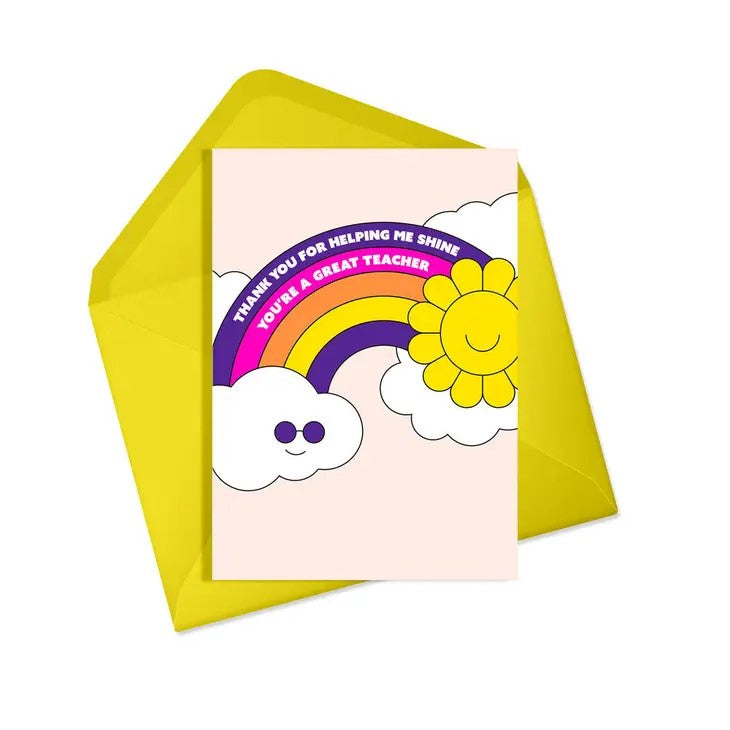 Thank You Teacher Rainbow Greetings Card