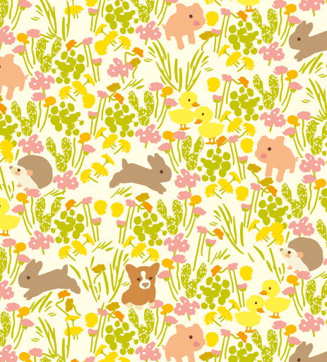 Baby Animals and Flowers Wrapping Paper Sheet