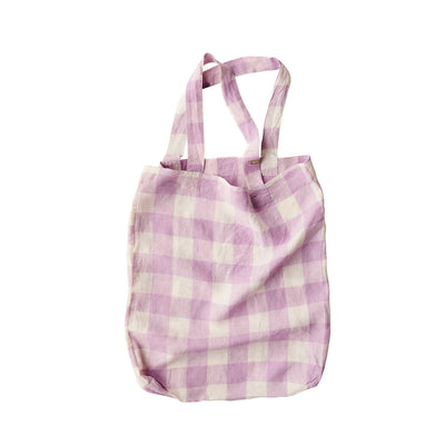 Linen Tote - Lilac Gingham
