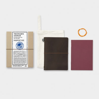Passport Sized TRAVELER'S Notebook Starter Kit - Brown Leather