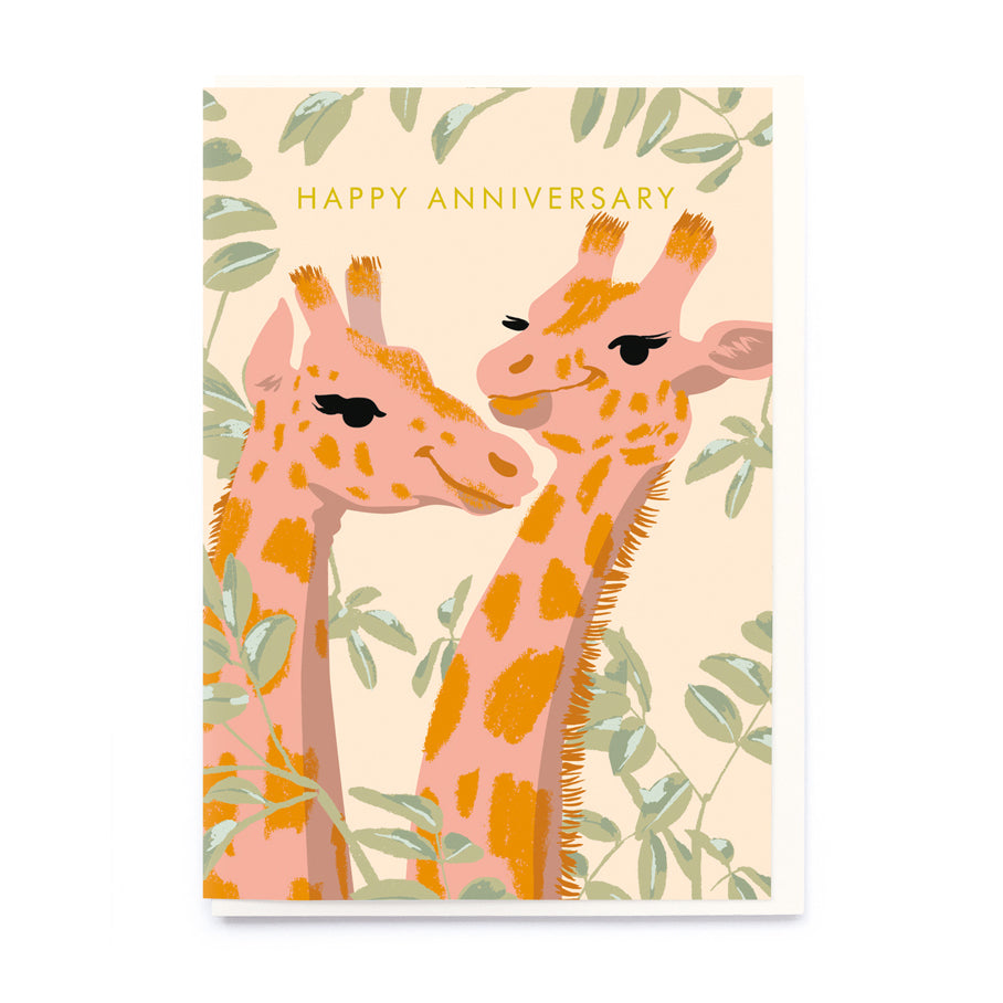 Happy Anniversary Giraffes Greetings Card
