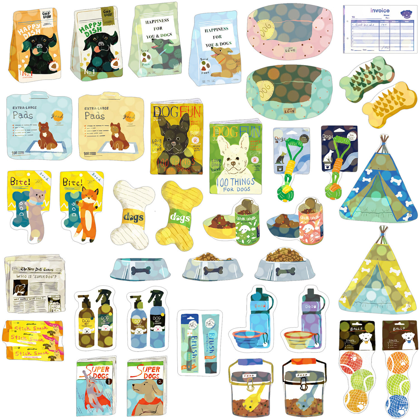 Dog Supplies - Box of Haco Flake Stickers