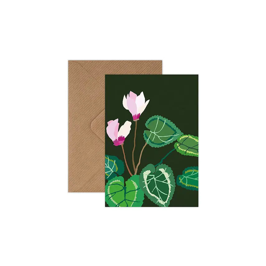 Cyclamen Mini Greetings Card by Brie Harrison