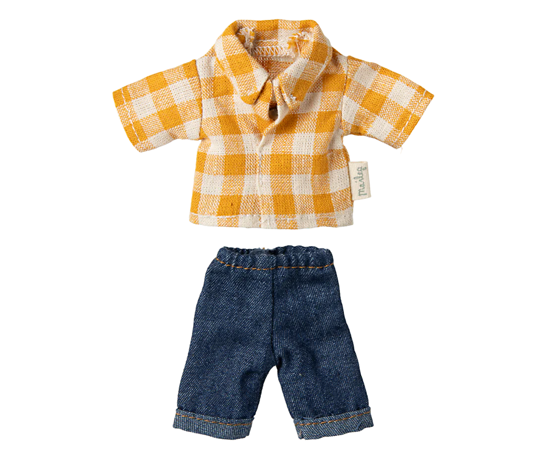 Yellow Checked Shirt & Pants - Dad Mouse Clothes