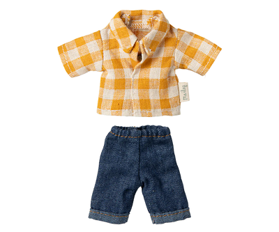 Yellow Checked Shirt & Pants - Dad Mouse Clothes