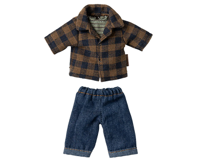 Brown Checked Shirt & Pants - Dad Mouse Clothes