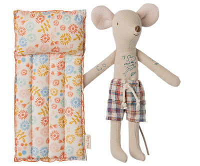 Dad Beach Mouse with Air Mattress - Flower
