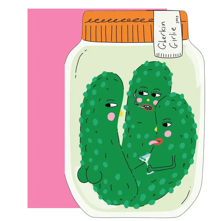 Gherkin Girlie Die-Cut Greetings Card