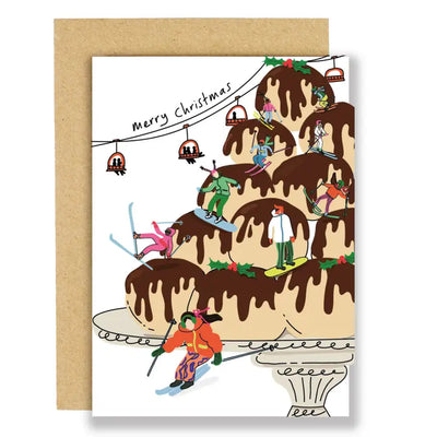Skiing On Mount Profiteroles Christmas Card
