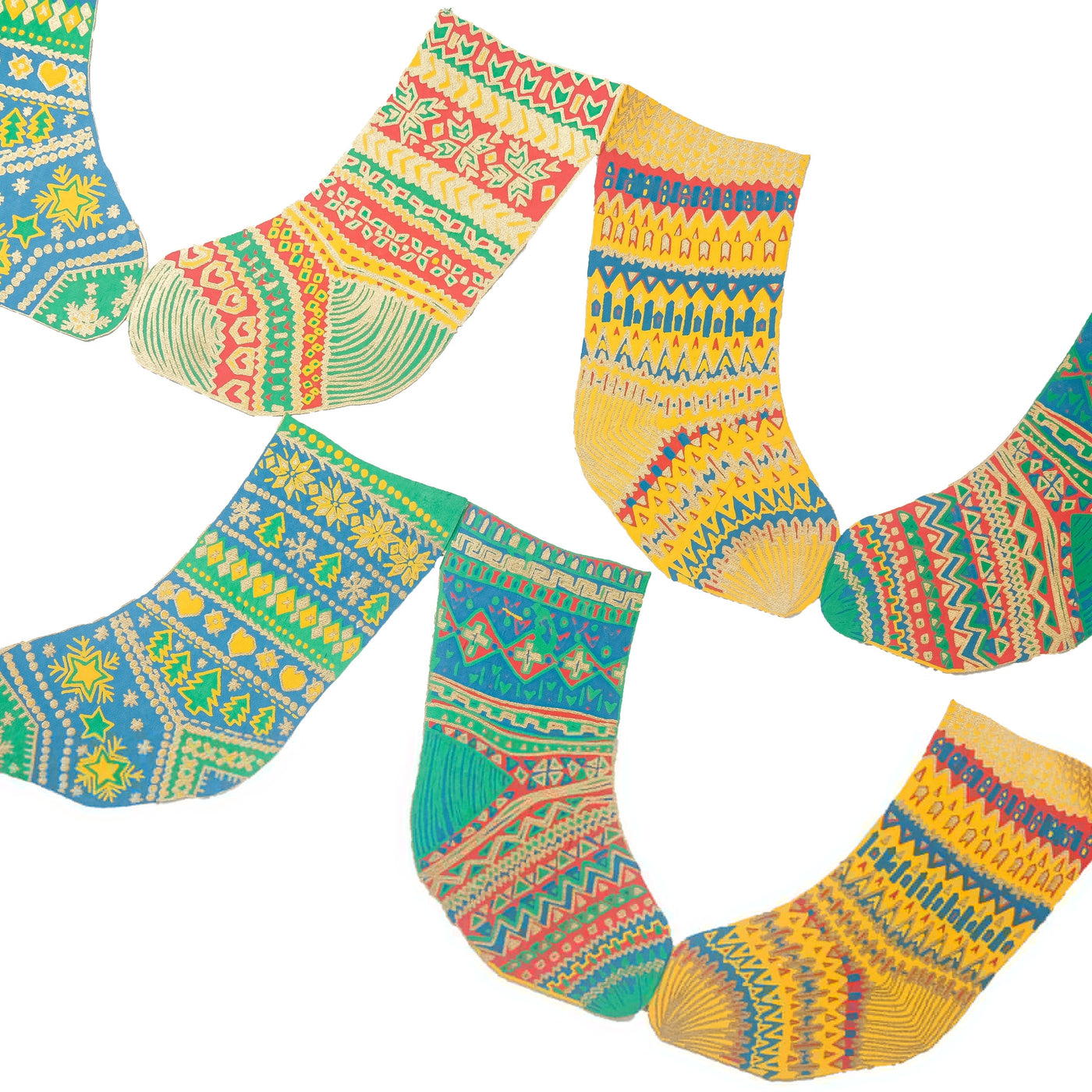 Christmas Stockings Concertina Screen Printed Garland