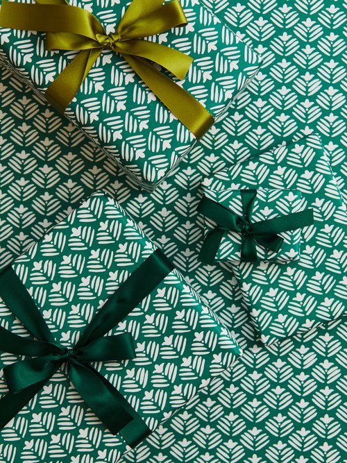 Green Geo Flower Wrapping Paper