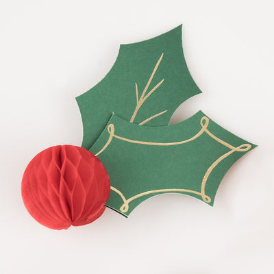 Holly Honeycomb Place Cards - Pack of 8