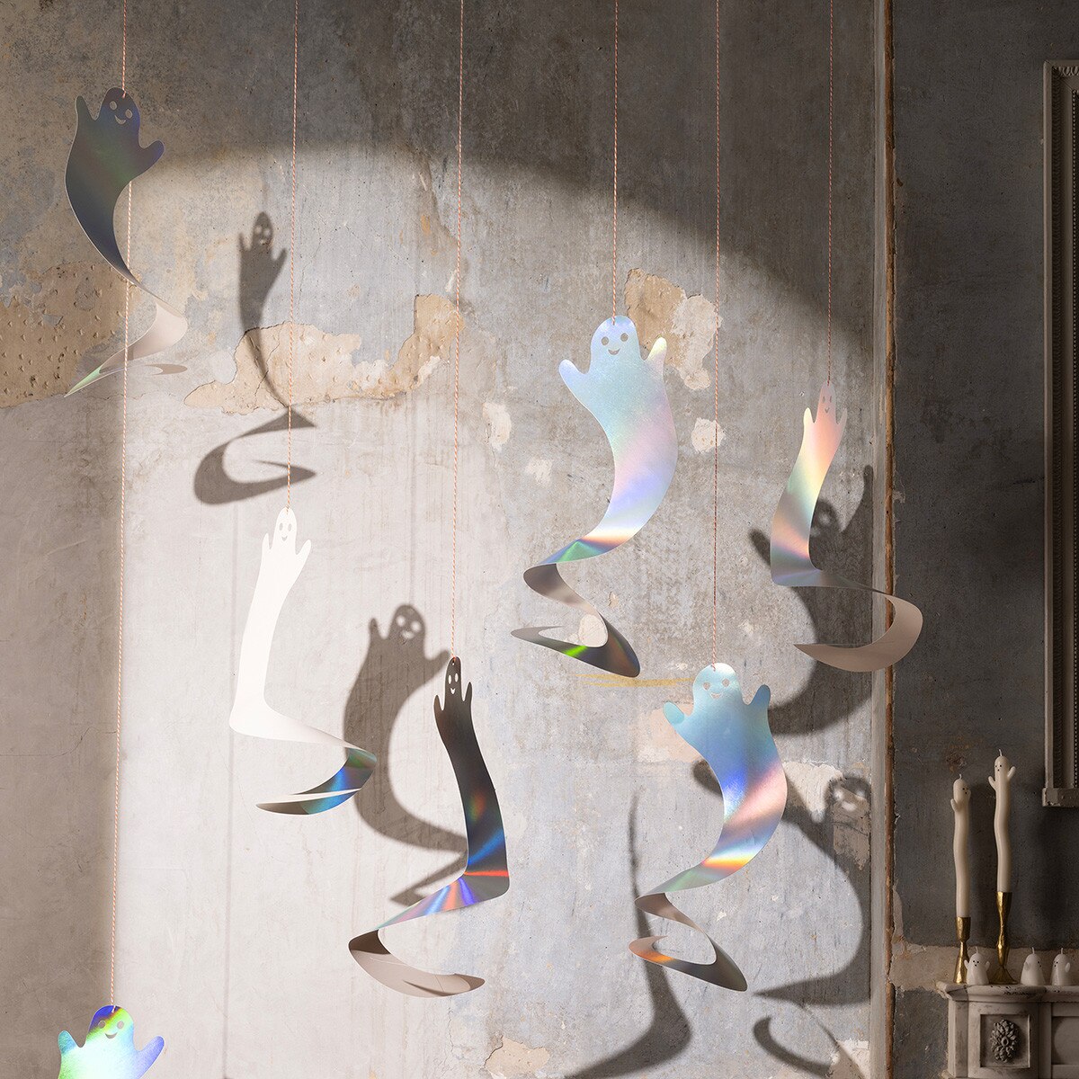 Spinning Ghost Decorations - Pack of 10