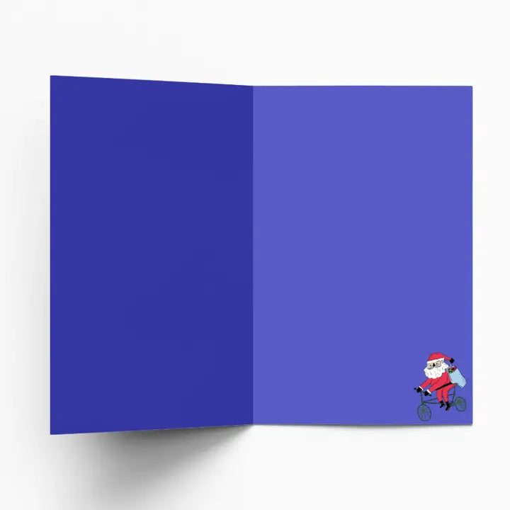 Cycling Santa Christmas Card