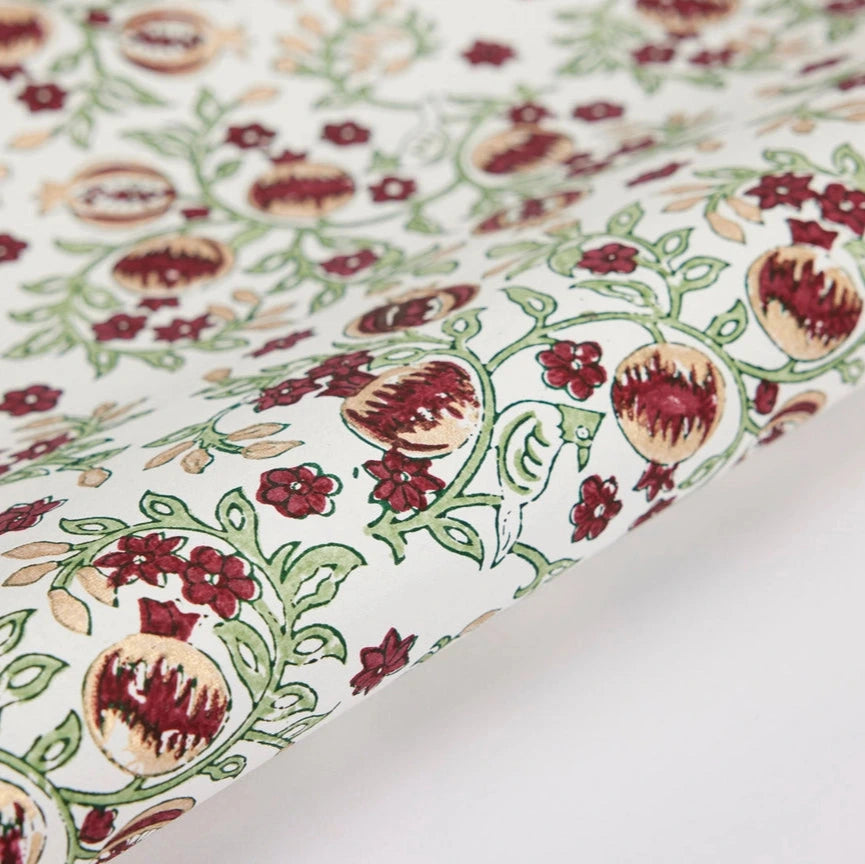 Hand Block Printed Wrap - Pomegranate Cherry