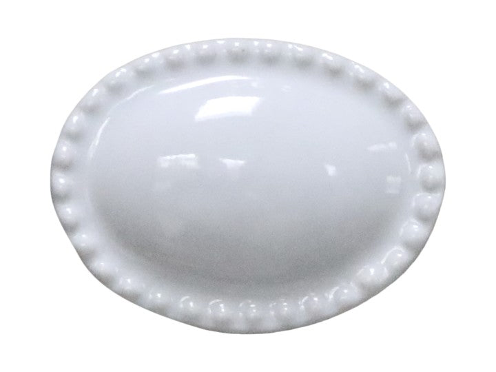 Cream Porcelain Drawer Knob - Pearl Edge