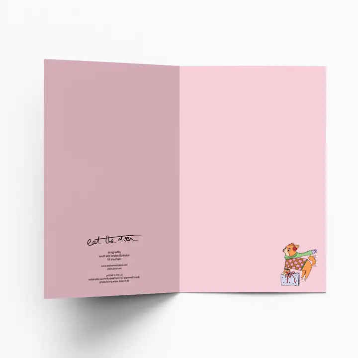 Stylish Dogs Kissing Under Mistletoe Christmas Card