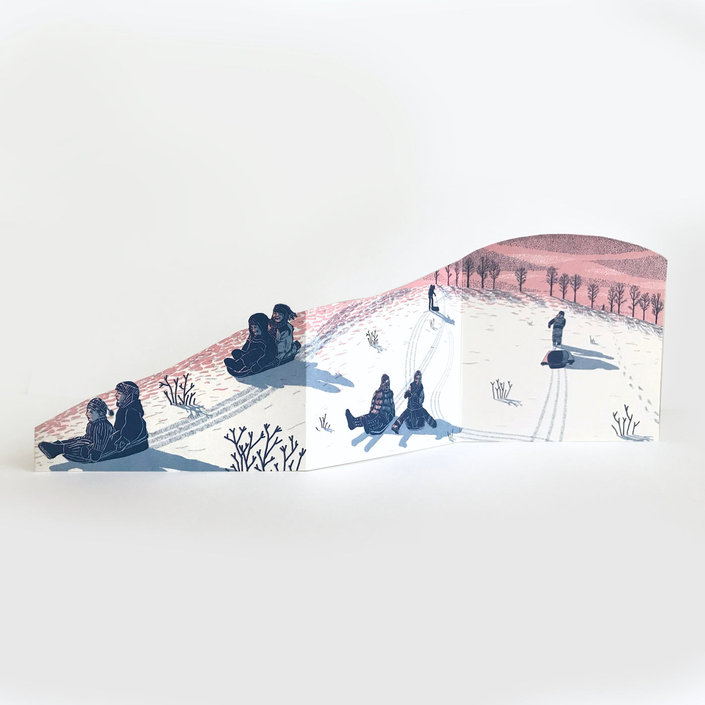Sledging at Dusk Concertina Card