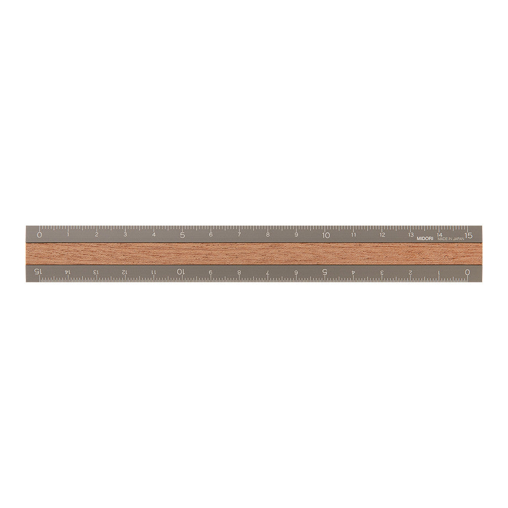 15cm Aluminium & Wood Ruler