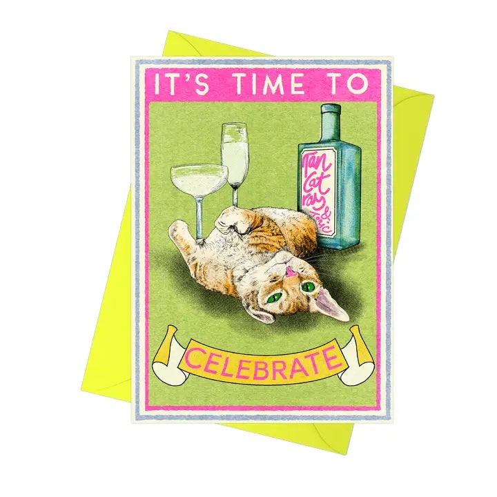 Time to Celebrate Ginger Cat Card