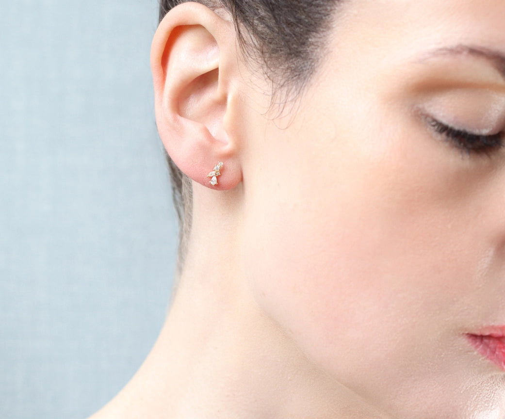 Tiny Leaf Sprig Earrings