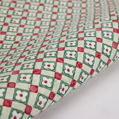 Hand Block Printed Wrap - Floral Checks Sage