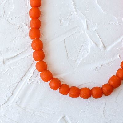 Recycled Glass Beads - 14mm Orange