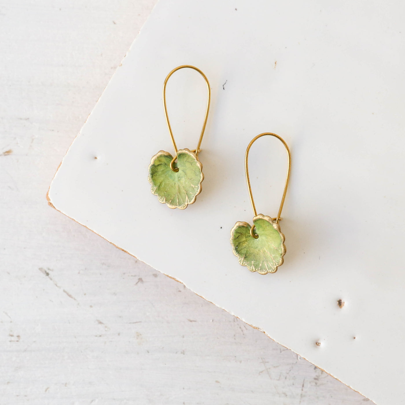 Green Clover Leaf Earrings