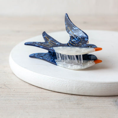 Hand Painted Cellulose Hair Claw - Swallow