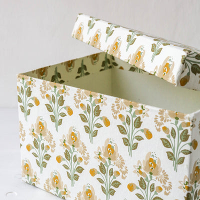 Oblong Covered Storage Box in Yara Sage - Medium