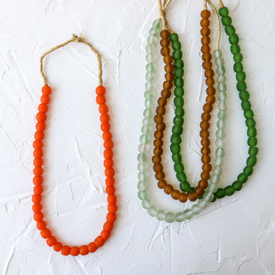 Recycled Glass Beads - 14mm Emerald Green