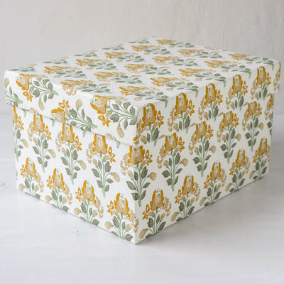 Oblong Covered Storage Box in Yara Sage - Large