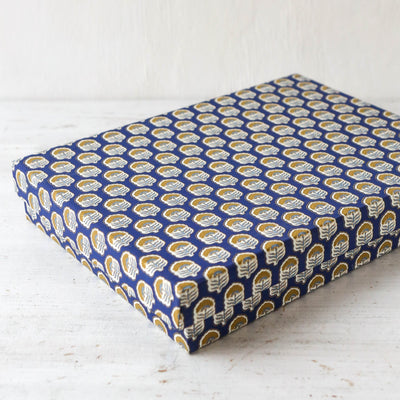 A4 Flat Covered Box in Priya Indigo - Small