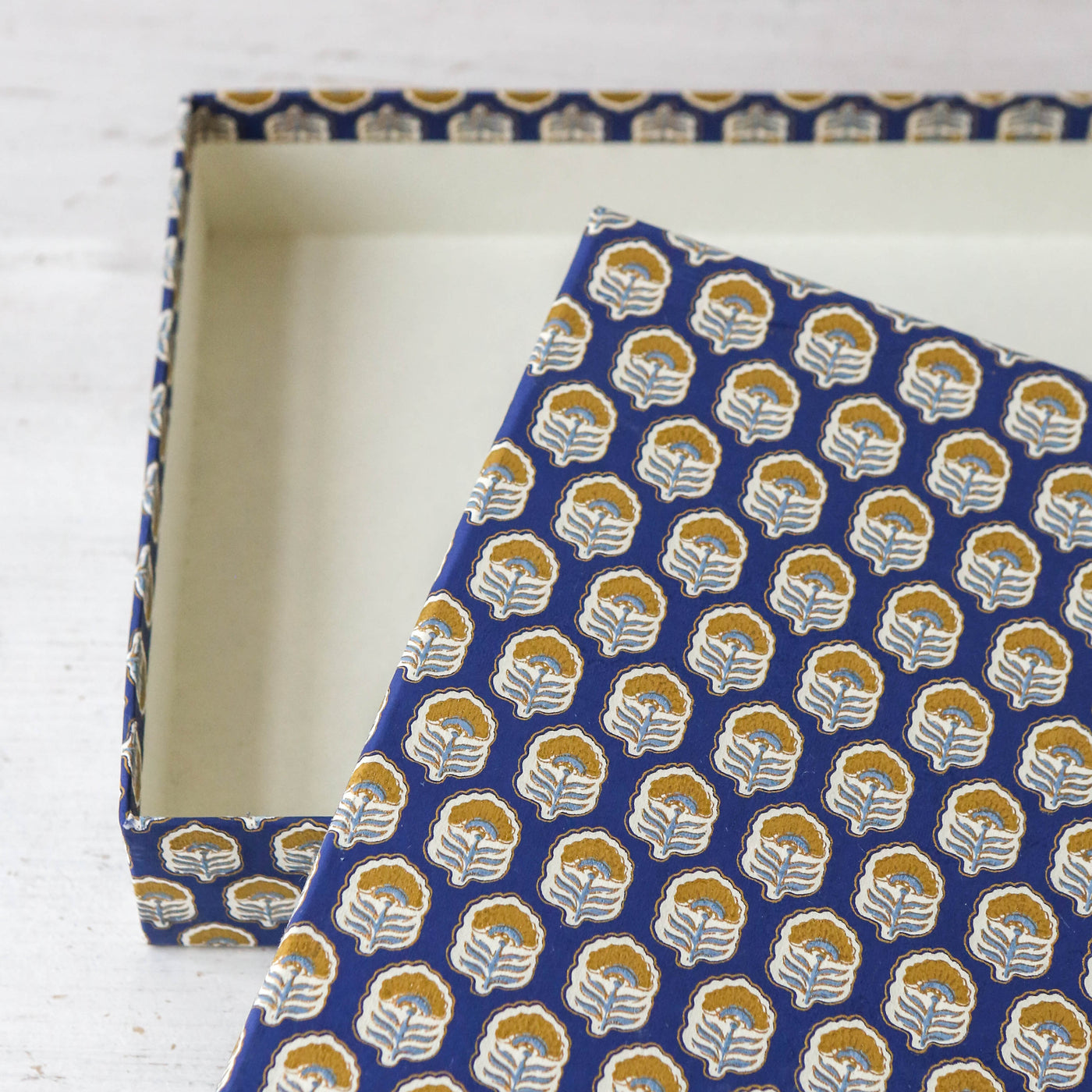 A4 Flat Covered Box in Priya Indigo - Small