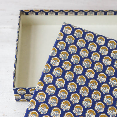 A4 Flat Covered Box in Priya Indigo - Small
