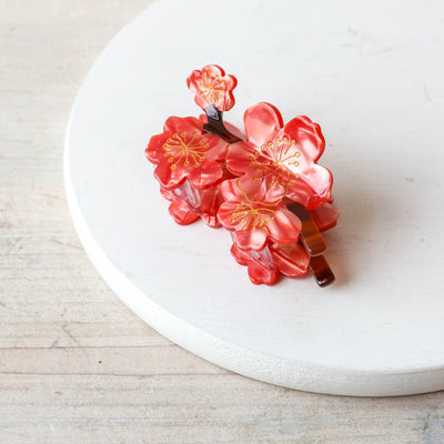 Hand Painted Cellulose Hair Claw - Plum Blossoms