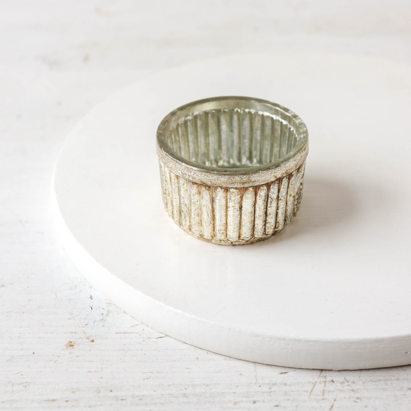 Ridge Glass Tealight Holder - Antique Glass