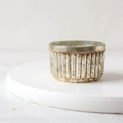 Ridge Glass Tealight Holder - Antique Glass