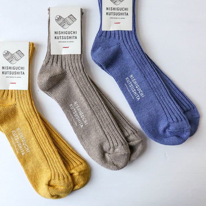 Linen Ribbed Socks by Nishiguchi Kutsushita – Berylune