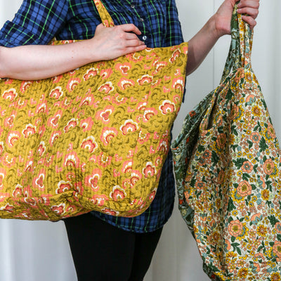 Quilted Cotton Large Shopper Bag