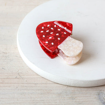 Hand Painted Cellulose Hair Claw - Mushroom