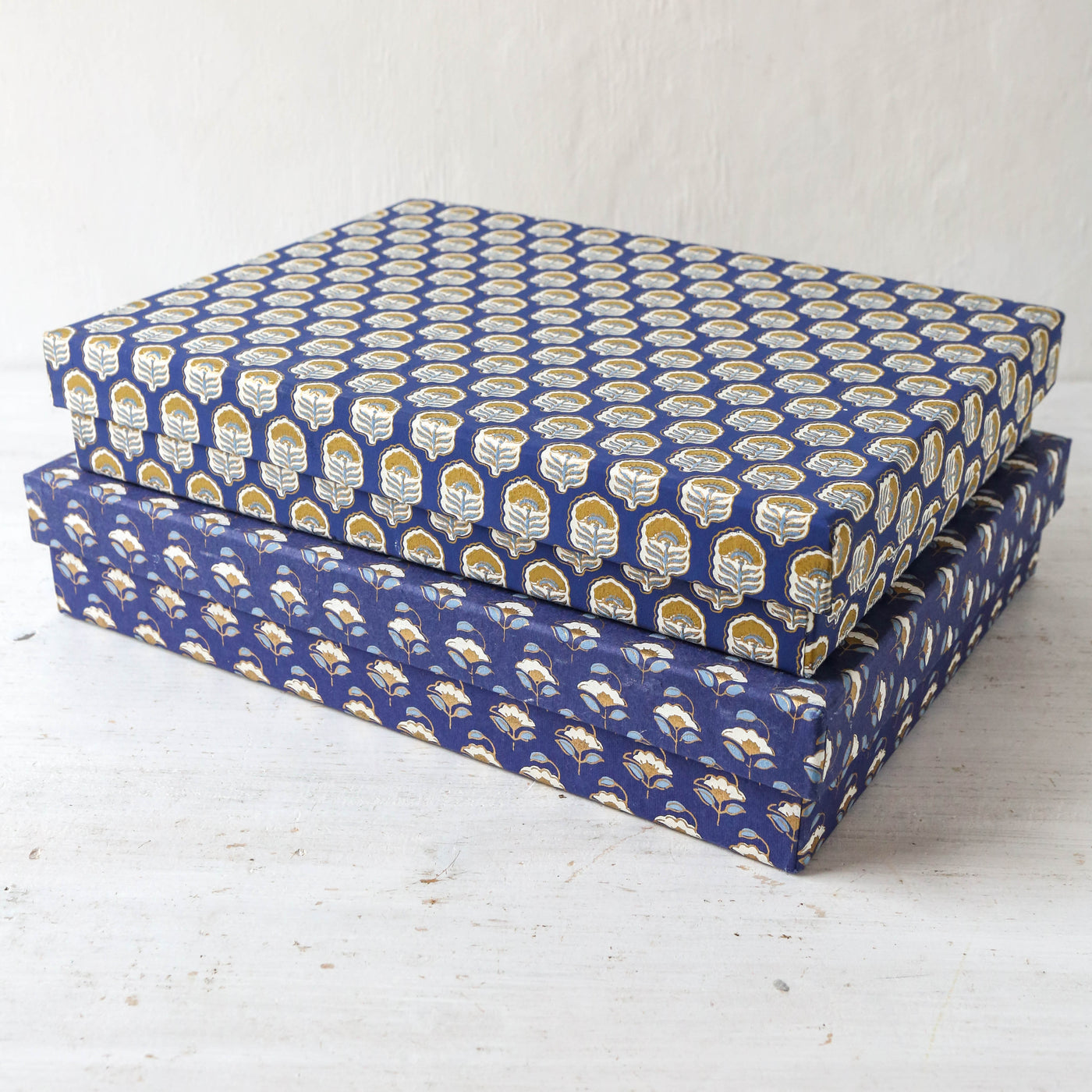 A4 Flat Covered Box in Priya Indigo - Small