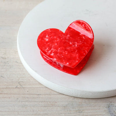 Hand Painted Cellulose Hair Claw - Marbled Heart