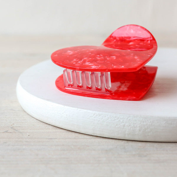 Hand Painted Cellulose Hair Claw - Marbled Heart
